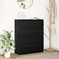 Dressoir 80x35x99 cm spaanplaat zwart eikenkleurig - thumbnail