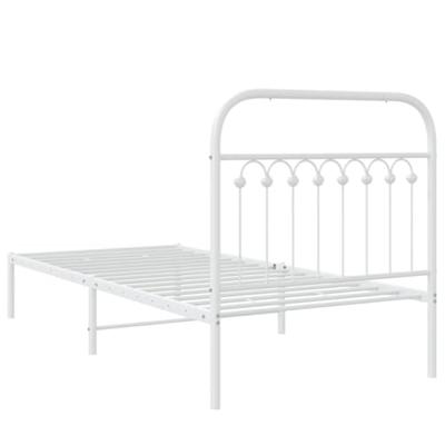 Bedframe met hoofdbord metaal wit 90x190 cm