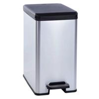 Curver Decobin slim afvalbak 25L zilver - thumbnail