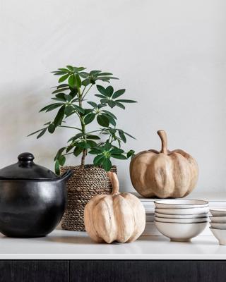 MUST Living Decoratie 'Pumpinks' Teakhout, Set van 2 stuks