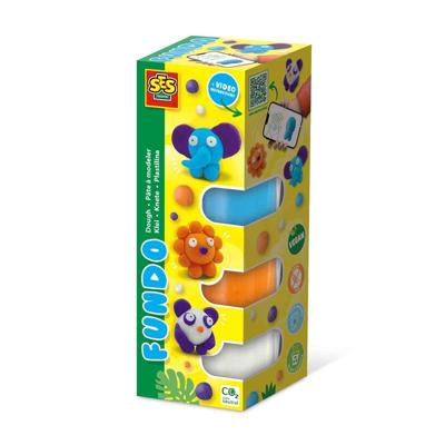 FunDo boetseerklei - Wilde dieren (3x90gr-1x40gr) - SES CREATIVE - Interactief voor jonge kinderen. - thumbnail