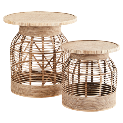 Madam Stoltz Bijzettafel set van 2 bamboo 45 x 46 en 61 x 61,5