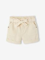 Meisjesshort in paperbag-stijl ecru - thumbnail