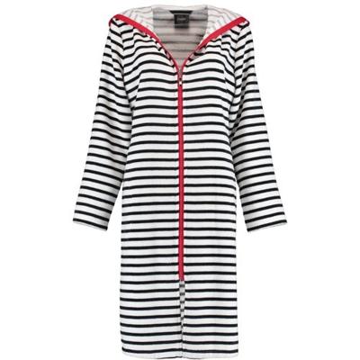 Cawö Cawö Dames Badjas kort met Capuchon en Ritssluiting 1244 Schwarz-weiss 40