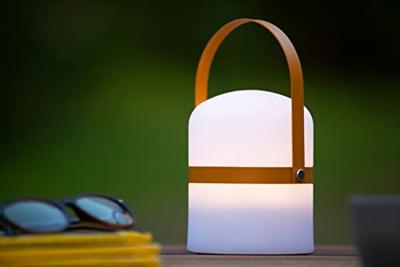 Lucide LITTLE JOE - Oplaadbare Tafellamp Binnen/Buiten - Accu/Batterij - Ø 10 cm - LED Dimb. - 1x0,3W 3000K - IP44 - Bruin