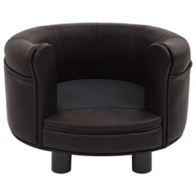 VidaXL Hondenbank 48x48x32 cm pluche en kunstleer bruin