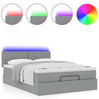 Ottoman bed met matras en LED's 140x200cm stof lichtgrijs - thumbnail
