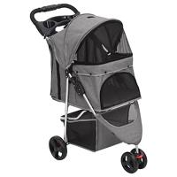VidaXL Hondenwagen inklapbaar 80x46x98 cm oxford stof grijs - thumbnail