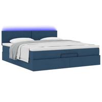 Ottoman bed met matras en LED's 160x200cm stof blauw - thumbnail