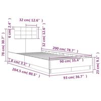 Bedframe met hoofdbord en LED-verlichting wit 90x200 cm - thumbnail
