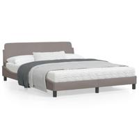 Bedframe met hoofdbord stof taupe 160x200 cm - thumbnail