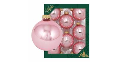 8x Glanzende lichtroze kerstballen van glas 7 cm - Kerstbal 8x Glanzende lichtroze kerstballen van glas 7 cm - Kerstbal