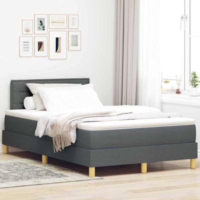 Boxspring Bed met Matras & LED Donkergrijs 120x190 cm Stof