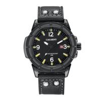 CAGARNY 6853 Fashion waterdichte Quartz beweging polshorloge met lederen Band (gele schaal) - thumbnail