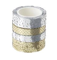 Folia washi tape kant zilver/goud, pak met 4 stuks - thumbnail