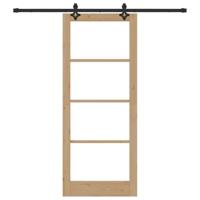 Schuifdeur met hardware set 'ORKDAL'Massief hout & glas - thumbnail