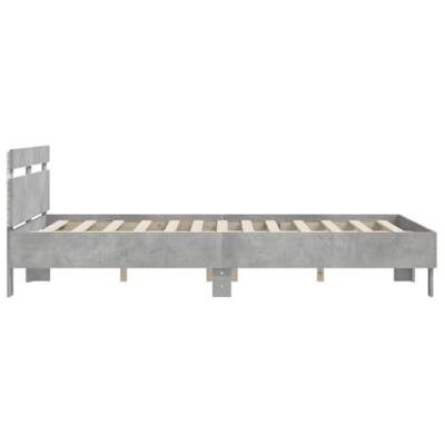 Bedframe met hoofdeinde en LED betongrijs 150x200 cm