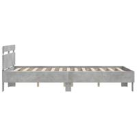 Bedframe met hoofdeinde en LED betongrijs 150x200 cm - thumbnail