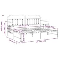 Bedframe voor een daybed met hoofdeinde Wit 75 x 190 cm Staal - thumbnail