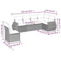 6-delige Loungeset met kussens poly rattan grijs - thumbnail
