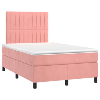 Boxspring met matras fluweel roze 120x200 cm - thumbnail