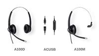 Snom A100D Binaural headset voor alle snom desktop telefoons 3x0 / D3x5 / 7x0 / D7x5, Superior breedband geluid, passieve noise-cancelling microfoon, Quick Release Adapter, 00004342 - thumbnail