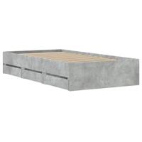 Bedframe met lades bewerkt hout betongrijs 90x200 cm - thumbnail