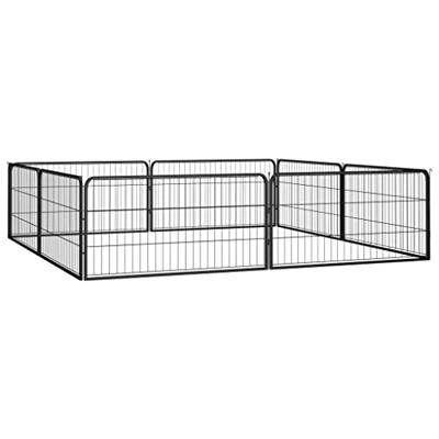 Hondenkennel 8 panelen 100x50 cm gepoedercoat staal zwart