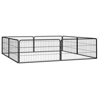 Hondenkennel 8 panelen 100x50 cm gepoedercoat staal zwart - thumbnail
