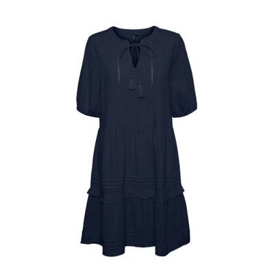 VERO MODA A-lijn jurk VMIBIA van biologisch katoen donkerblauw VERO MODA A-lijn jurk VMIBIA van biologisch katoen donkerblauw