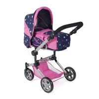 Combi-poppenwagen Jara - Vlinders Navy Roze - thumbnail