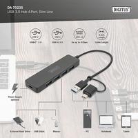 Digitus DA-70235 USB 3.0-hub Met USB-C stekker Zwart - thumbnail