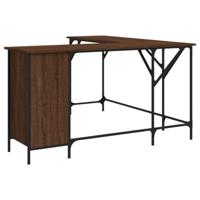 Bureau 141x141x75 cm bewerkt hout bruin eikenkleur - thumbnail