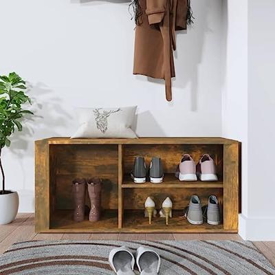 VidaXL Schoenenkast 100x35x45 cm bewerkt hout gerookt eikenkleurig VidaXL Schoenenkast 100x35x45 cm bewerkt hout gerookt eikenkleurig