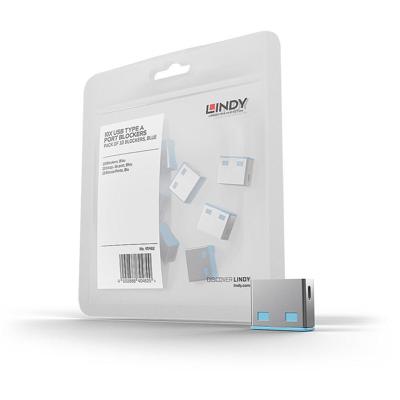 LINDY USB-Lock USB-A-poortslot Set van 10 stuks Blauw Zonder sleutel