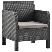 2-delige Loungeset met kussen PP rattan antracietkleurig - thumbnail