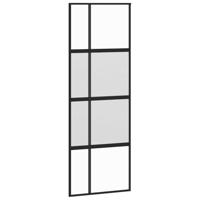 Schuifdeur met beslagset 76x205 cm gehard glas zwart - thumbnail