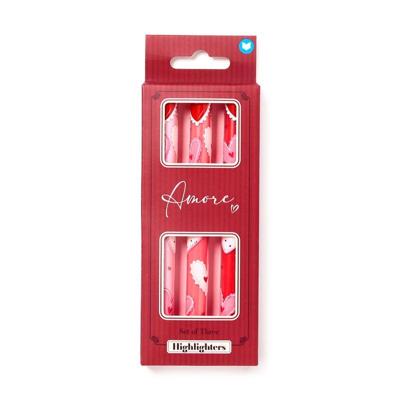 Amore Hart Pop Top Highlighter Set van 3 Amore Hart Pop Top Highlighter Set van 3