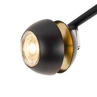 QAZQA Moderne spot 4-lichts zwart met gouden binnenkant - Buell - thumbnail