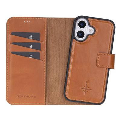 NorthLife iPhone 17 - Leren Afneembare 2-in-1 bookcase telefoonhoes - Cognac