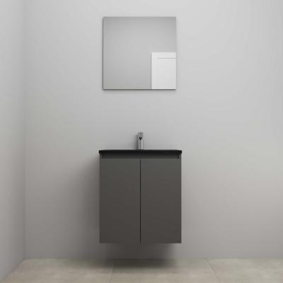 On-Line Badkamermeubelset - 60 cm - Voorgemonteerd - Greeploze Ladestructuur - Acryl Wastafel - 1 Kraangat - Spiegel - Mat Antraciet