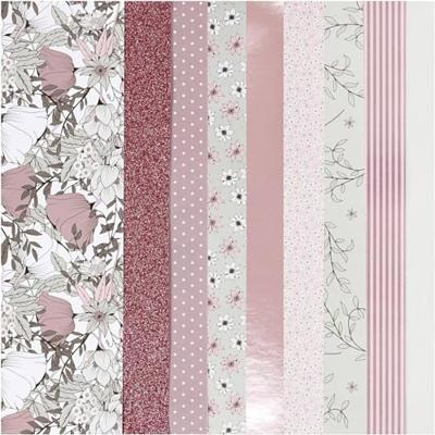 Creativ Company Design papierblok, afm 21x30 cm, 120+128 gr, beige, bruin, roze, wit, 24 vel/ 1 doos Creativ Company Design papierblok, afm 21x30 cm, 120+128 gr, beige, bruin, roze, wit, 24 vel/ 1 doos