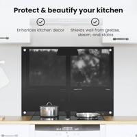 VidaXL Keuken achterwand zwart 80 x 60 cm gehard glas - thumbnail