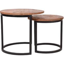 LABEL51 Salontafel 'Duo' Bruin Mangohout, Set van 2 stuks LABEL51 Salontafel 'Duo' Bruin Mangohout, Set van 2 stuks