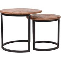 LABEL51 Salontafel 'Duo' Bruin Mangohout, Set van 2 stuks - thumbnail