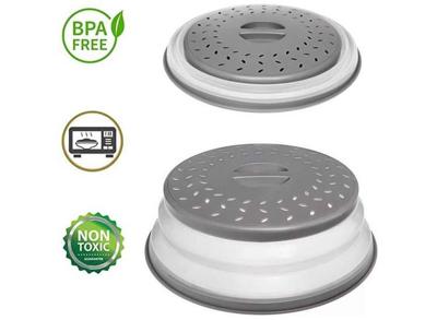 FEDEC Vergiet Deksel - Ø27CM - Inklapbaar - Magnetronbestendigd - Grijs