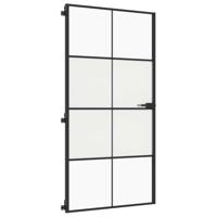 VidaXL Binnendeur smal 102,5x201,5 cm gehard glas en aluminium zwart - thumbnail