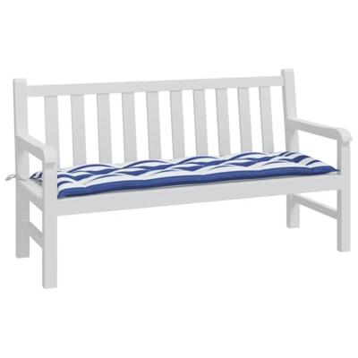 Bankkussen gestreept 150x50x7 cm stof wit en blauw