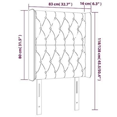 Hoofdbord met randen 83x16x118/128 cm stof donkerbruin