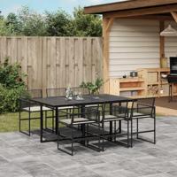 7-delige Tuinset met kussens poly rattan zwart - thumbnail